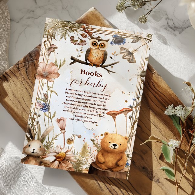 Woodland Forest Animals Baby Shower Books for Baby Enclosure Card (Creator Uploaded)