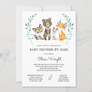 Woodland Forest Animals Baby Shower by Mail Invitation