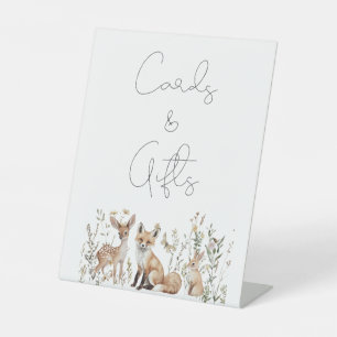 Woodland Forest Animals Baby Shower Cards & Gifts Pedestal Sign
