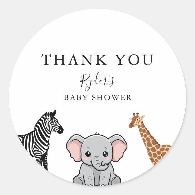 Woodland Forest Animals Baby Shower Classic Round Sticker (Front)