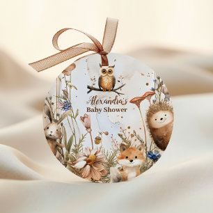 Woodland Forest Animals Baby Shower Classic Round Sticker