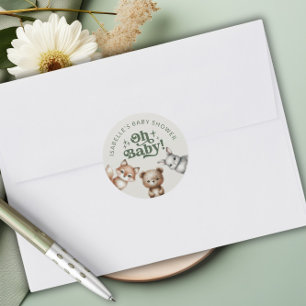Woodland Forest Animals Baby Shower Classic Round Sticker