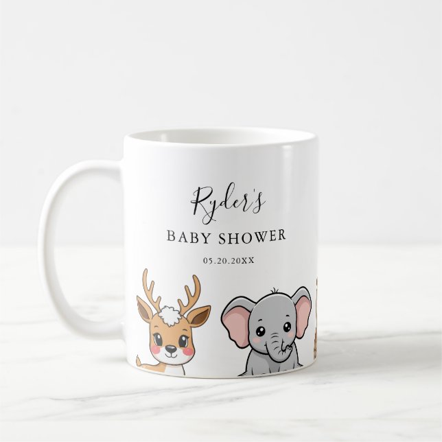 Woodland Forest Animals Baby Shower Coffee Mug (Left)