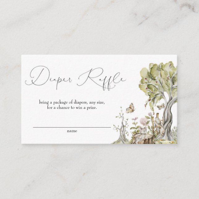 Woodland Forest Animals Baby Shower Diaper Raffle Enclosure Card (Front)