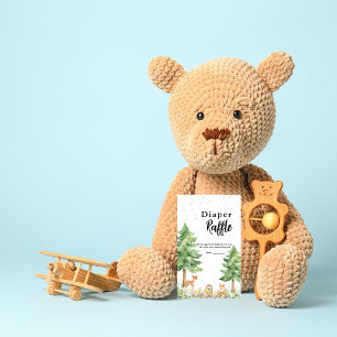 Woodland forest animals baby shower diaper raffle enclosure card
