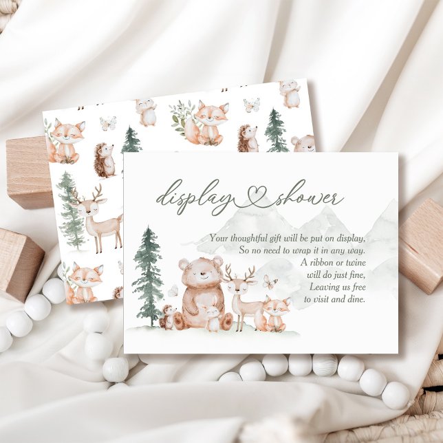 Woodland Forest Animals Baby Shower Display Shower Enclosure Card (Creator Uploaded)