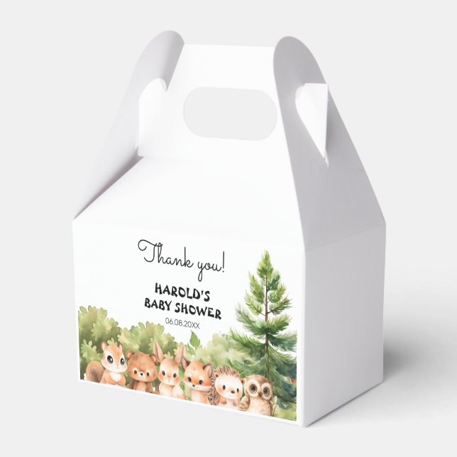 Woodland Forest Animals Baby Shower Favour Box (Front Side)