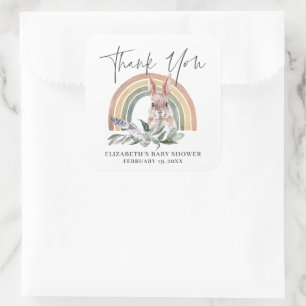 Woodland Forest Animals   Baby Shower Favour Square Sticker