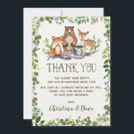 Woodland Forest Animals Baby Shower Greenery Thank You Card<br><div class="desc">Whimsical thank you card featuring illustration of rustic watercolor greens,  foliages and adorable forest animals: fox,  deer,  bear and racoon</div>