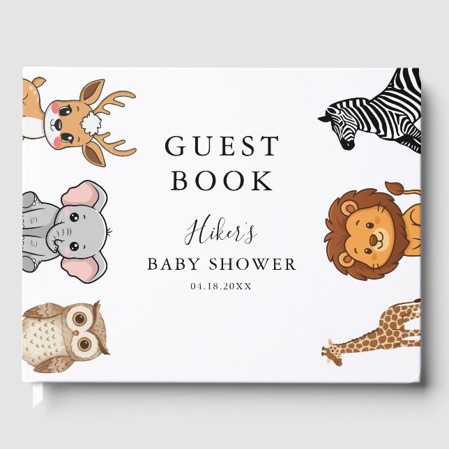 Woodland Forest Animals Baby Shower Guest Book (Front)