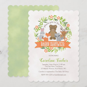 Woodland Forest Animals Baby Shower Invitation