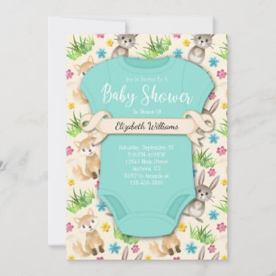 Woodland Forest Animals Baby Shower Invitation