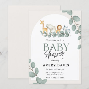 Woodland Forest Animals Baby Shower Invitation