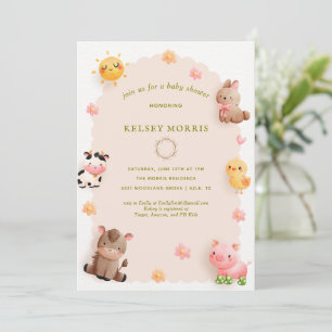 Woodland Forest Animals Baby Shower Invitation