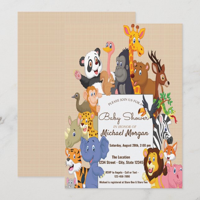 Woodland, Forest Animals Baby Shower Invitation (Front/Back)