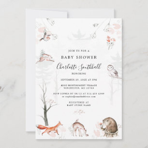 Woodland Forest Animals Baby Shower Invitation