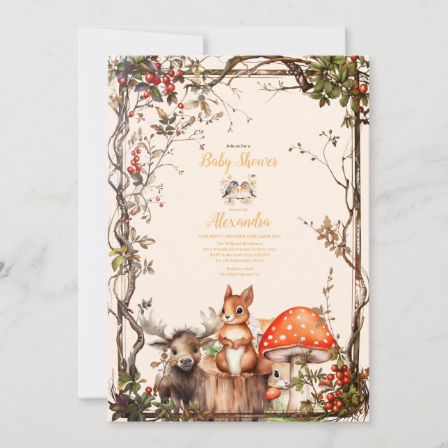 Woodland Forest Animals Baby Shower Invitation (Front)