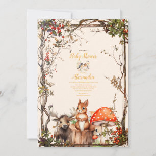 Woodland Forest Animals Baby Shower Invitation