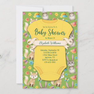 Woodland Forest Animals Baby Shower Invitation