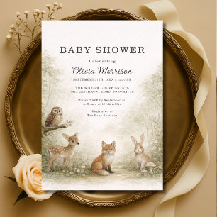 Woodland Forest Animals Baby Shower Invitation
