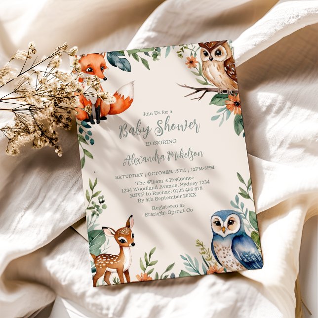 Woodland Forest Animals Baby Shower Invitation (Creator Uploaded)