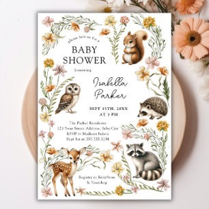 Woodland Forest Animals Baby Shower Invitation