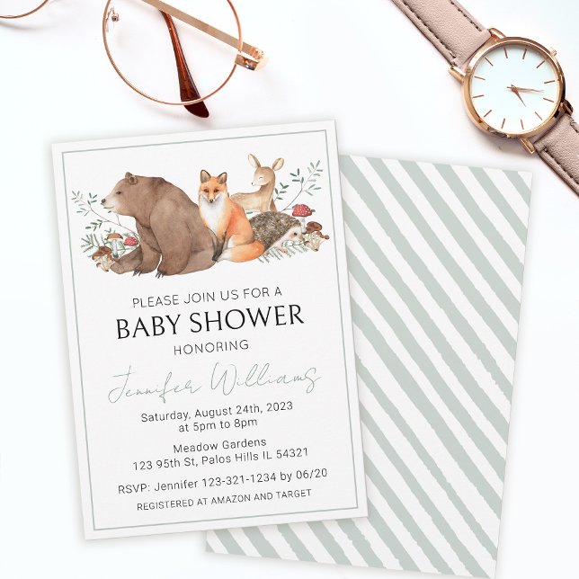 Woodland forest animals baby shower invitation (Creator Uploaded)