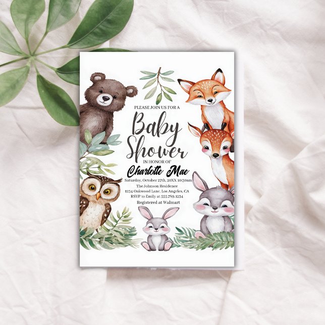 Woodland Forest Animals Baby Shower Invitation (Creator Uploaded)
