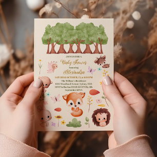 Woodland Forest Animals Baby Shower Invitation