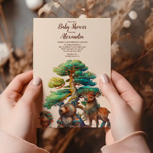 Woodland Forest Animals Baby Shower Invitation