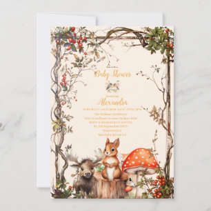 Woodland Forest Animals Baby Shower Invitation