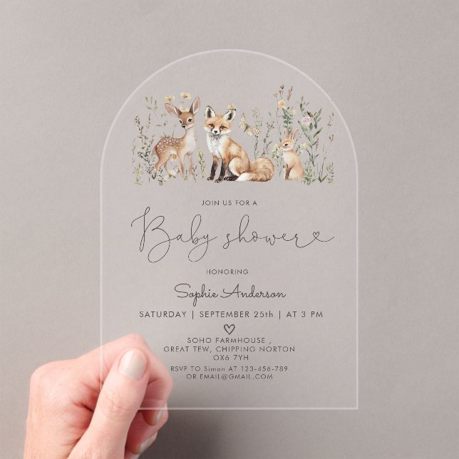 Woodland Forest Animals Baby Shower Invitation (Insitu (Handheld))