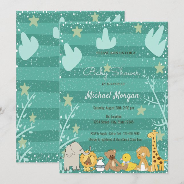 Woodland, Forest Animals Baby Shower Invitation (Front/Back)