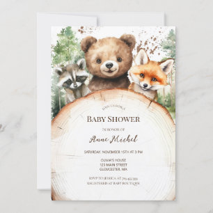 Woodland Forest Animals Baby Shower Invitation
