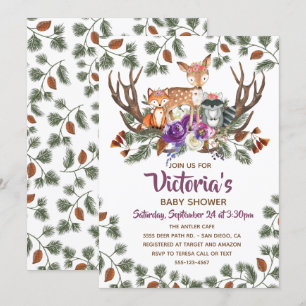 Woodland Forest Animals Baby Shower invitations