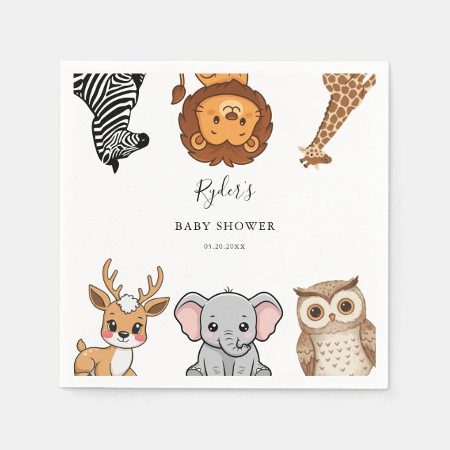 Woodland Forest Animals Baby Shower Napkin (Front)