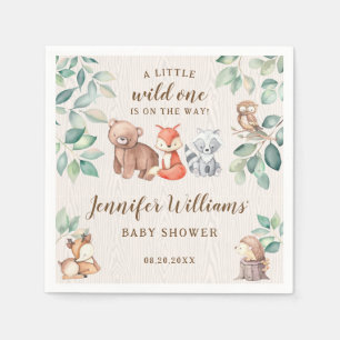 Woodland forest animals baby shower paper napkins