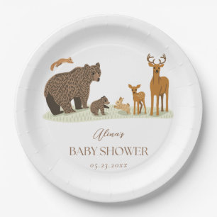 Woodland Forest Animals Baby Shower Paper Plate