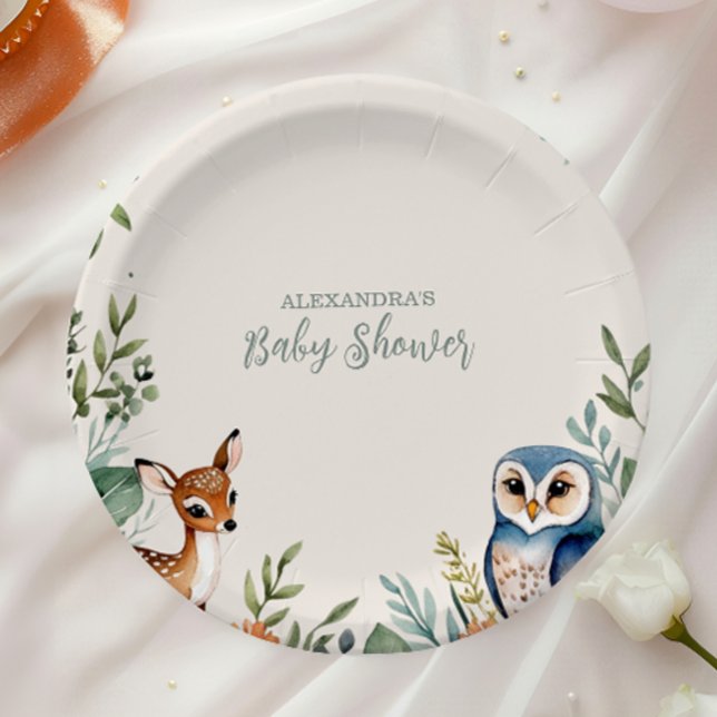 Woodland Forest Animals Baby Shower Paper Plate (Creator Uploaded)