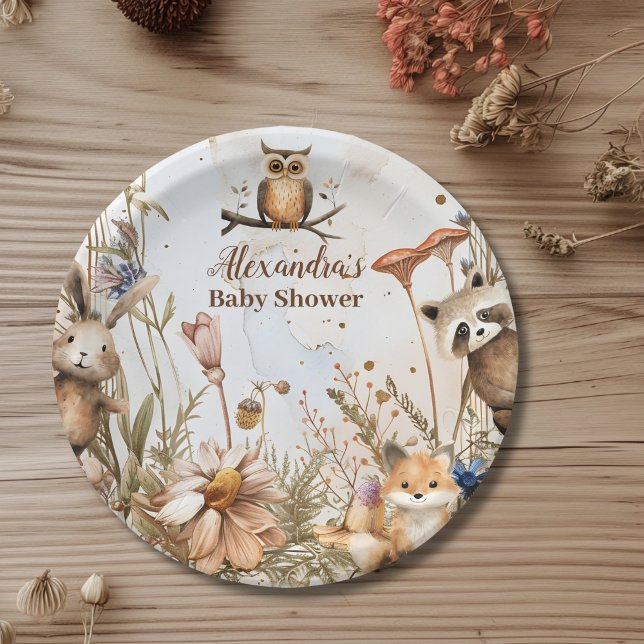 Woodland Forest Animals Baby Shower Paper Plate (Creator Uploaded)