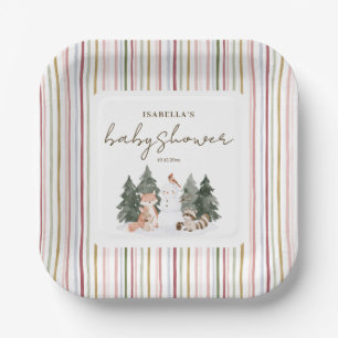 Woodland Forest Animals Baby Shower Paper Plate