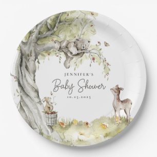 Woodland Forest Animals Baby Shower Paper Plate