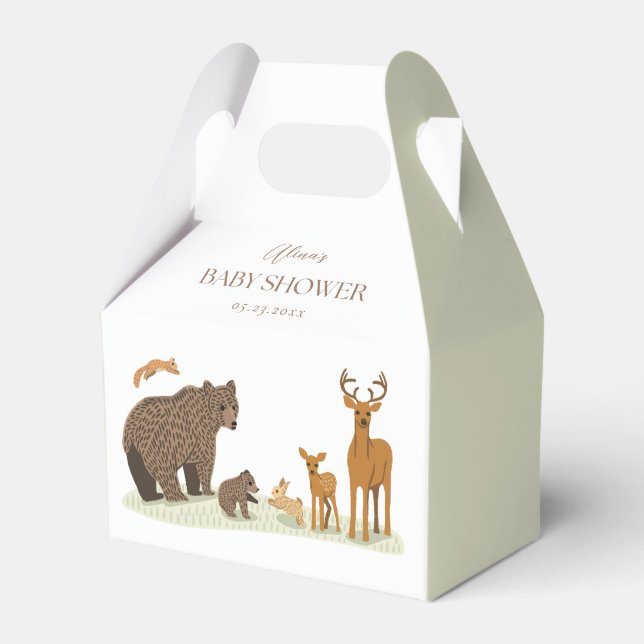 Woodland Forest Animals Baby Shower Party Favour Box (Front Side)