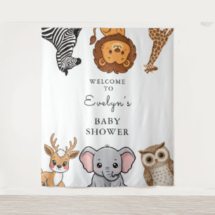 Woodland Forest Animals Baby Shower Tapestry