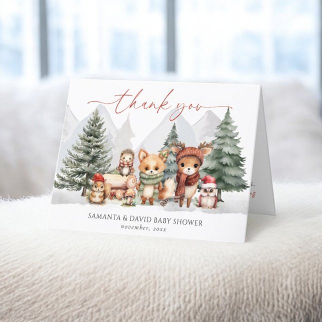 Woodland Forest Animals Baby Shower Thank You Card (Creator Uploaded)