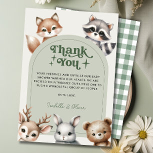 Woodland Forest Animals Baby Shower Thank You Card