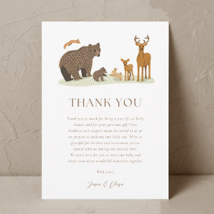 Woodland Forest Animals Baby Shower Thank You Card