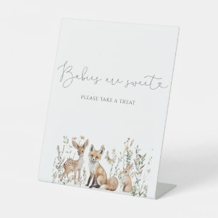 Woodland Forest Animals Baby Shower Treat  Pedestal Sign