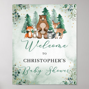 Woodland forest animals Baby Shower welcome sign