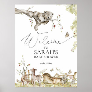 Woodland Forest Animals Baby Shower Welcome Sign
